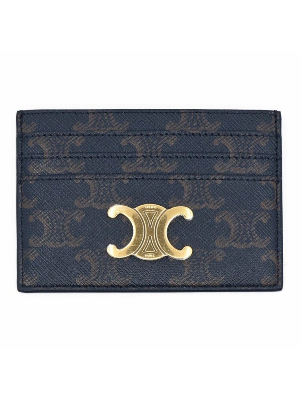 Celine Card Holder Case Brown Gold Triomphe Canvas